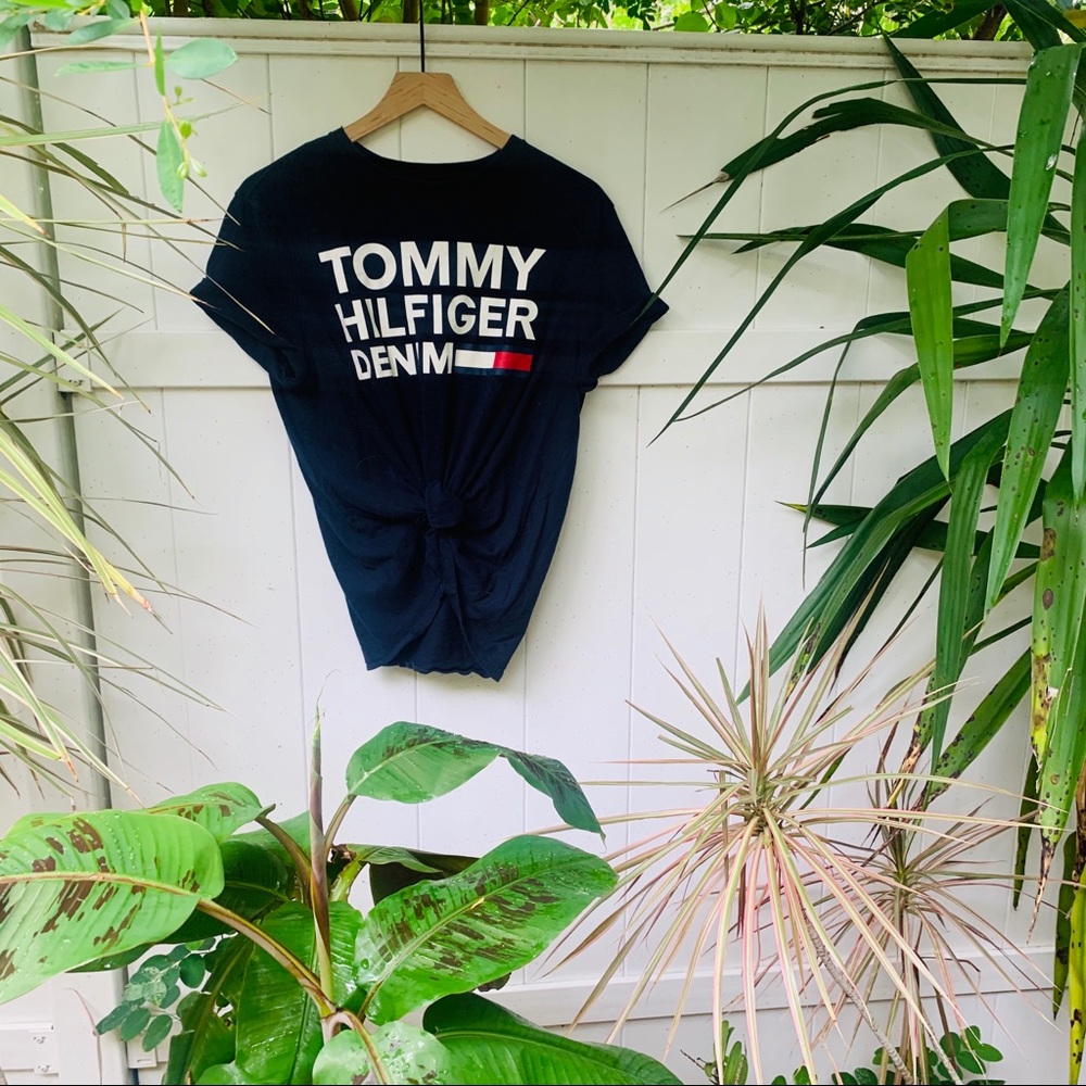 vtg vsco 90s Tommy Hilfiger crop graphic baby tee - Picture 3 of 5